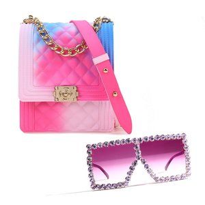 2 Pieces set jelly purse crossbody bag and sunglasses